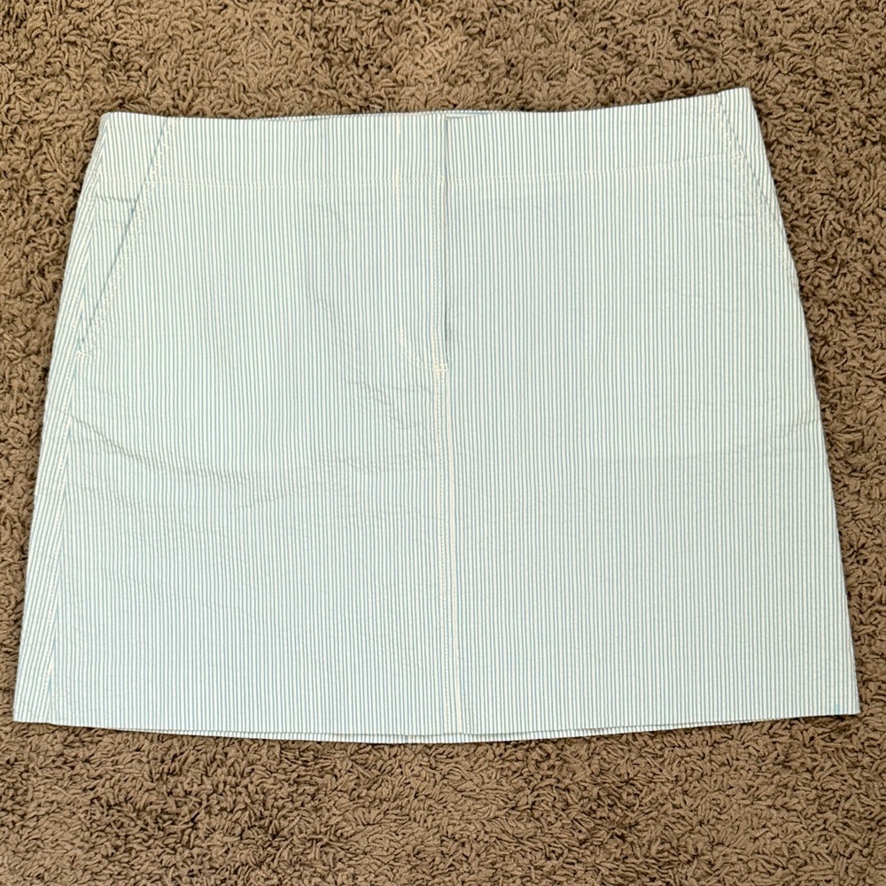 J. Crew Factory White and Blue Striped Mini Skirt